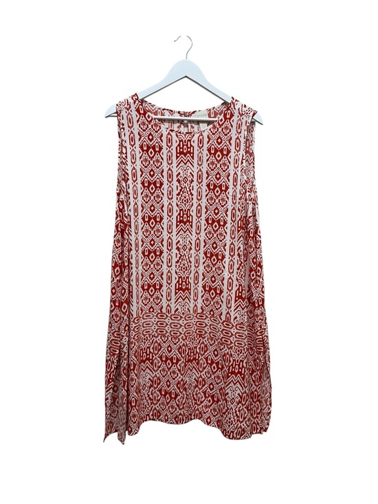 Chico's Tops - Chicos Tunic Dress Top 3 XL Orange White Batik Sleeveless Coastal Resort Artsy